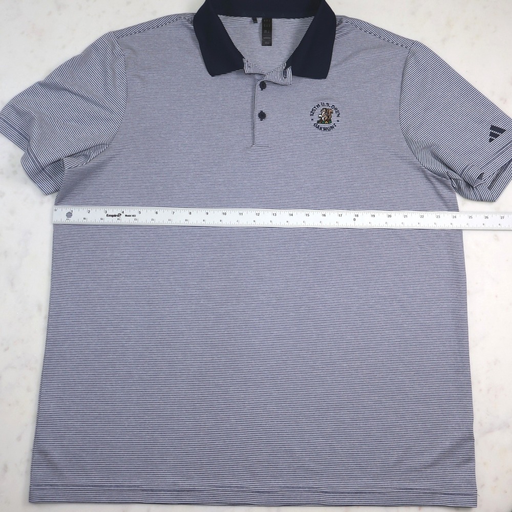 Adidas Mens XL Blue White Striped 125th US Open Oakmont Golf Polo Shirt - Picture 6 of 8